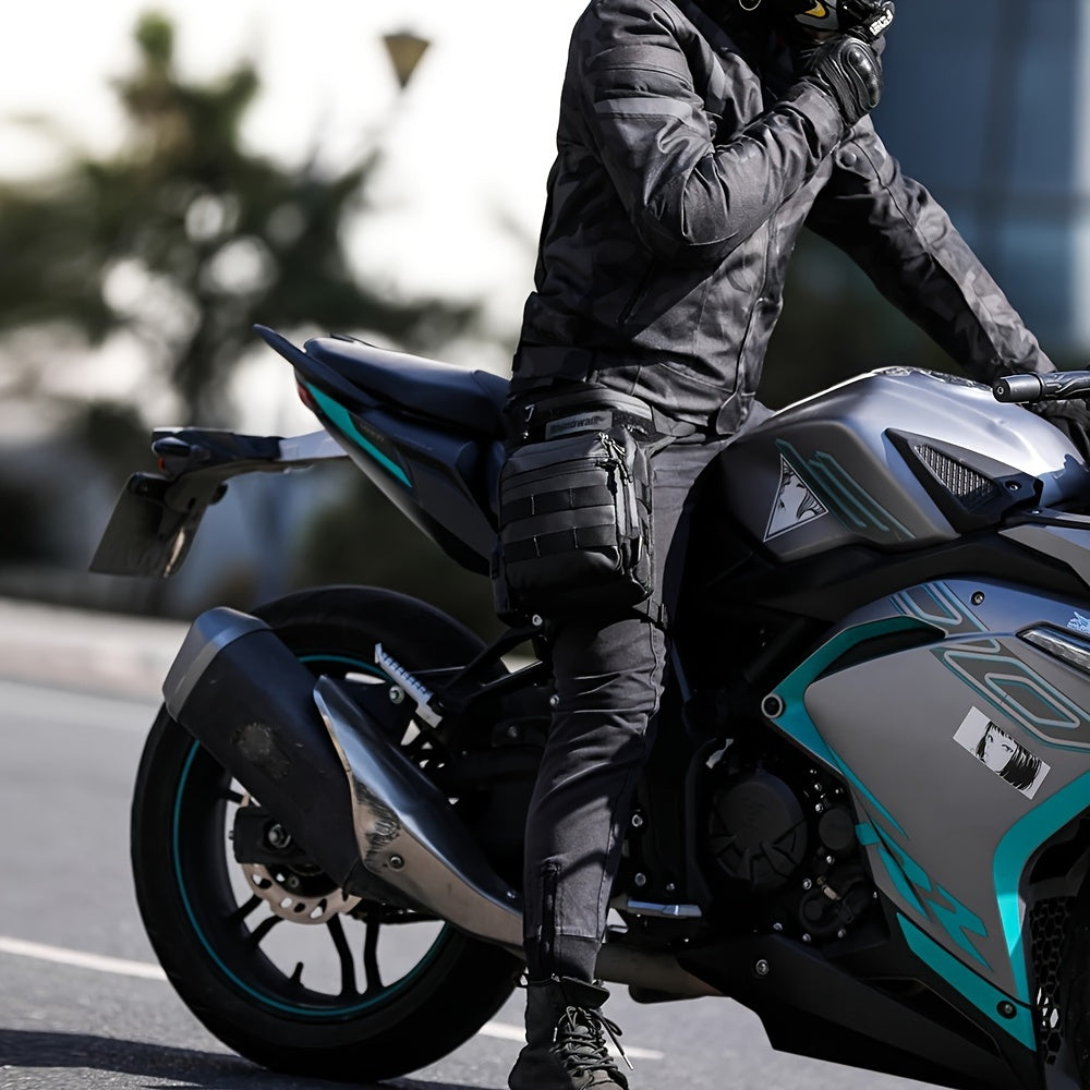 Black Motorcycle Drop Leg Bag Motor Waist Bag 3L Thigh Belt Hip Bum Motorbike Cycling Outdoor Riding Hiking Climbing Travel Cell/Mobile Phone Purse Fanny Pack Bag Multifunction Chest Bag Shoulder Bag