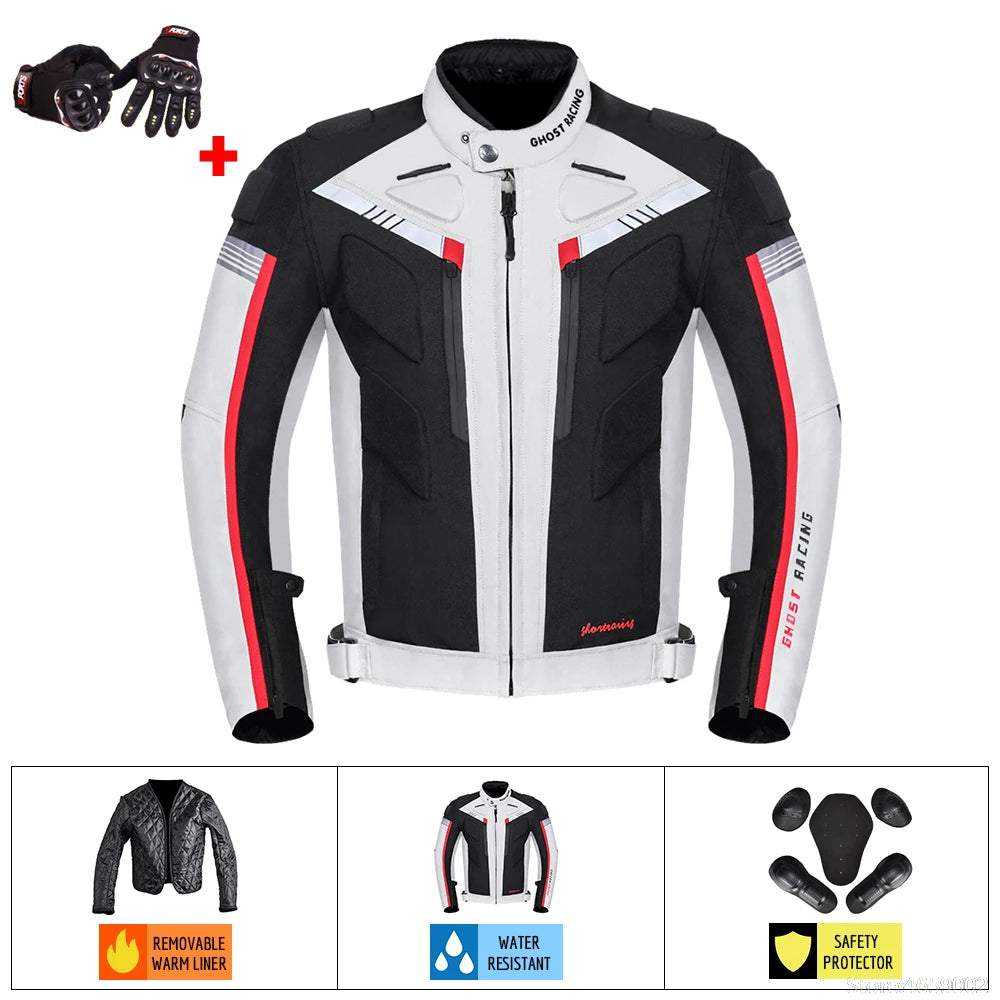 GHOST RACING Motorcycle Jacket Protective Gear Motorbike Riding moto jacket Waterproof windproof Moto Clothing Motorcycle Suits