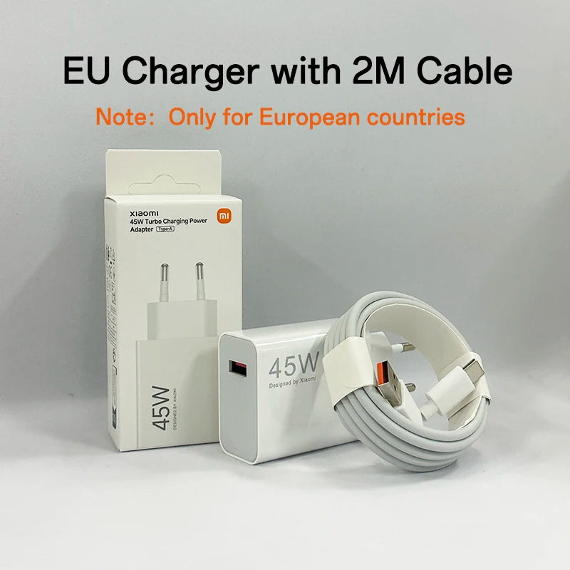 Original Xiaomi Charger 45W Turbo Fast Charging Phone Charger USB Cable with Box Mi 10T Pad 7 6 Redmi Note 14 Pro POCO X7 M7 Pro