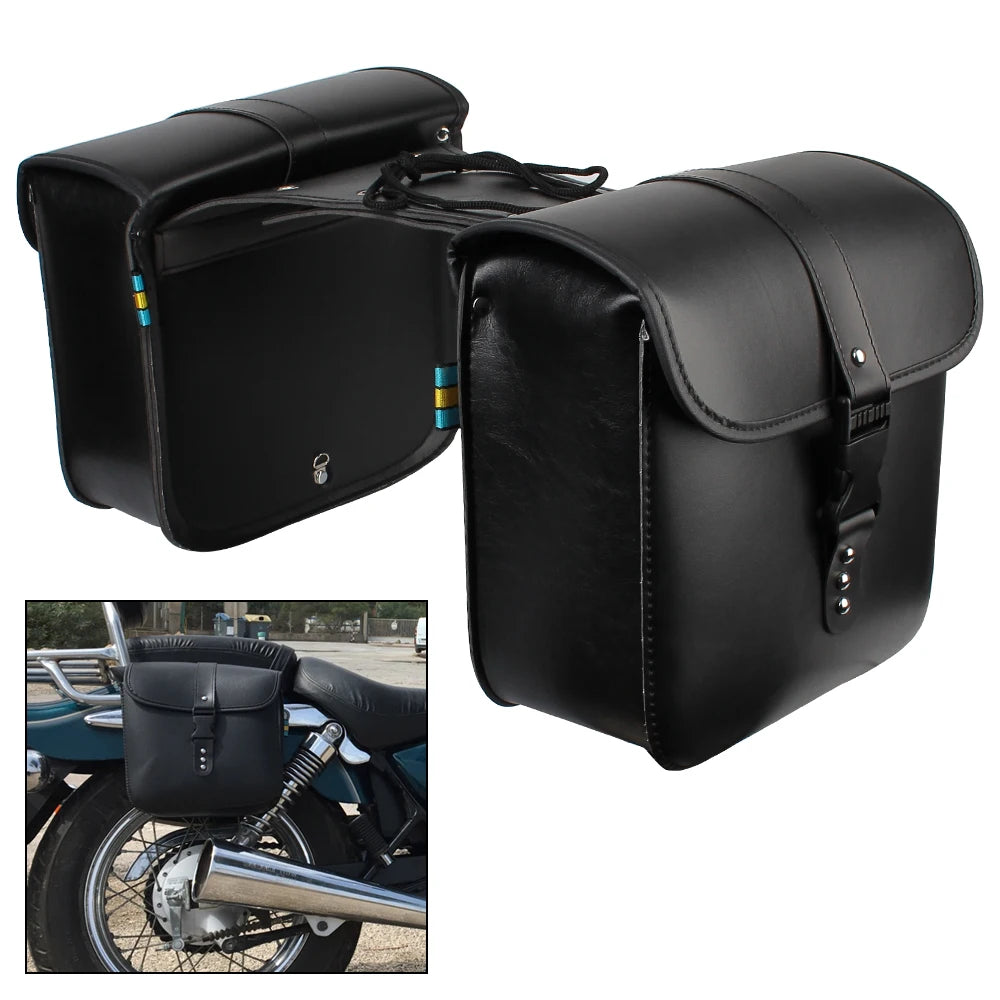 Motor Tail Luggage Suitcase Motorcycle Storage Tool Bag Side Luggage Saddle Bag Motorcycle Riding Travel Tank Bag PU Leather