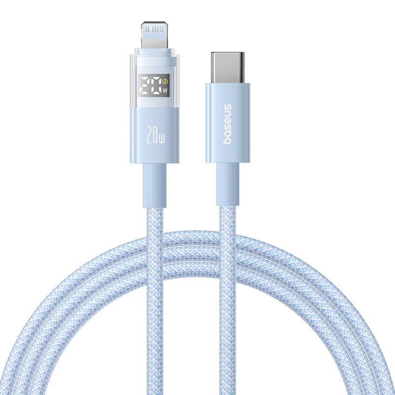 Baseus 20W USB C Cable LED Display Type C USB Cable For iPhone 14 13 12 iPad Pro Fast Charging Data Wire
