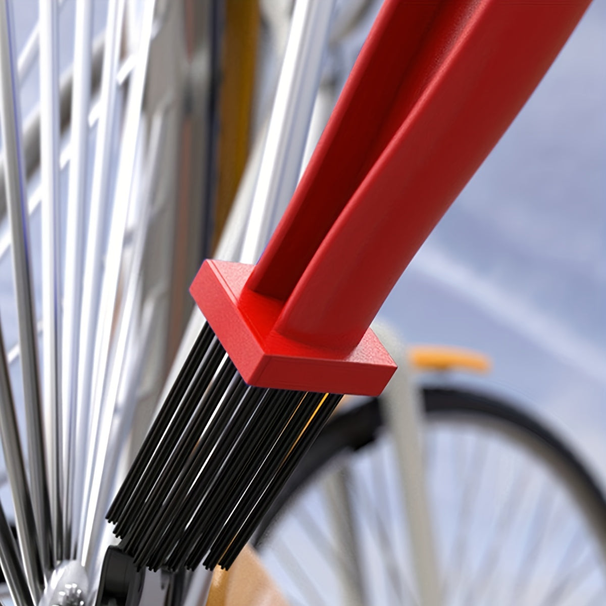 1pc Red Bicycle Chain Brush: Get Your Chain Cleaned Quickly and Easily with this Three-Sided Motorcycle Square Head Brush!