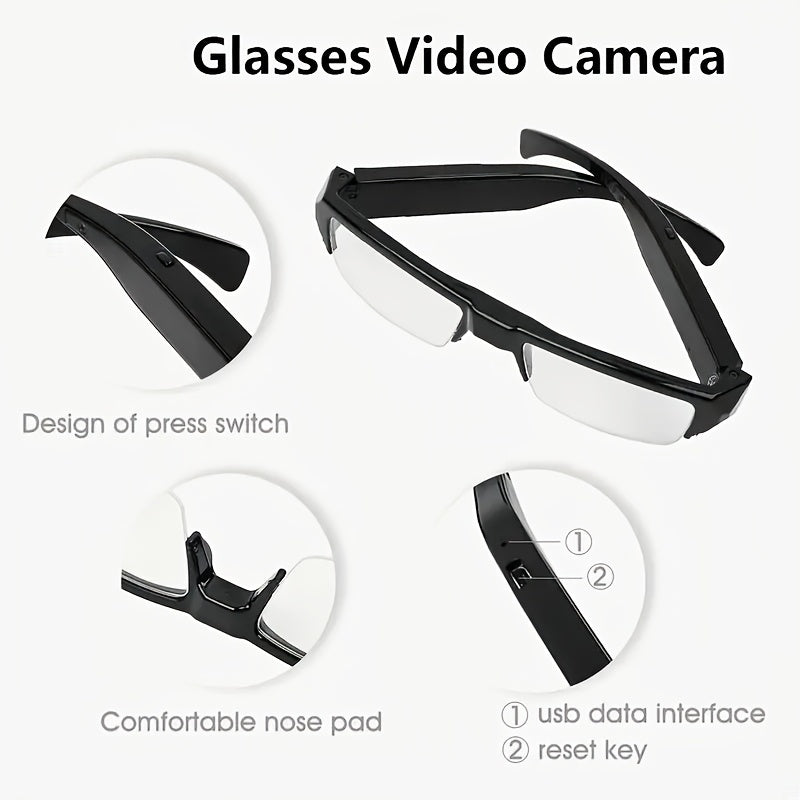 1080HD Video Smart Glasses with 64GB Body Camera Anti-Glare Lenses