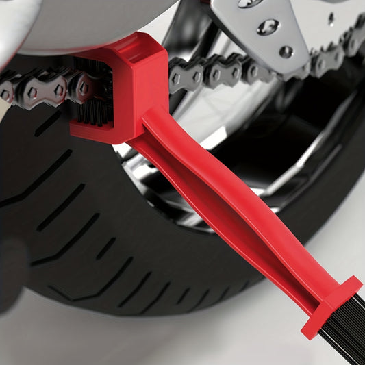1pc Red Bicycle Chain Brush: Get Your Chain Cleaned Quickly and Easily with this Three-Sided Motorcycle Square Head Brush!