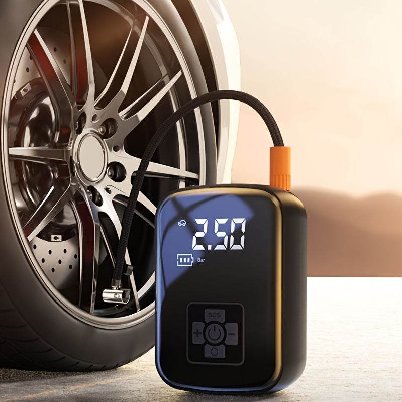 1pc Digital Display Portable Air Compressor Pump with LED Light, USB Charging, Rechargeable Lithium Battery, for Tire Inflation, Car/Bike/Motorcycle/Ball, Quieter & Longer Lasting, Intelligent Temperature Control