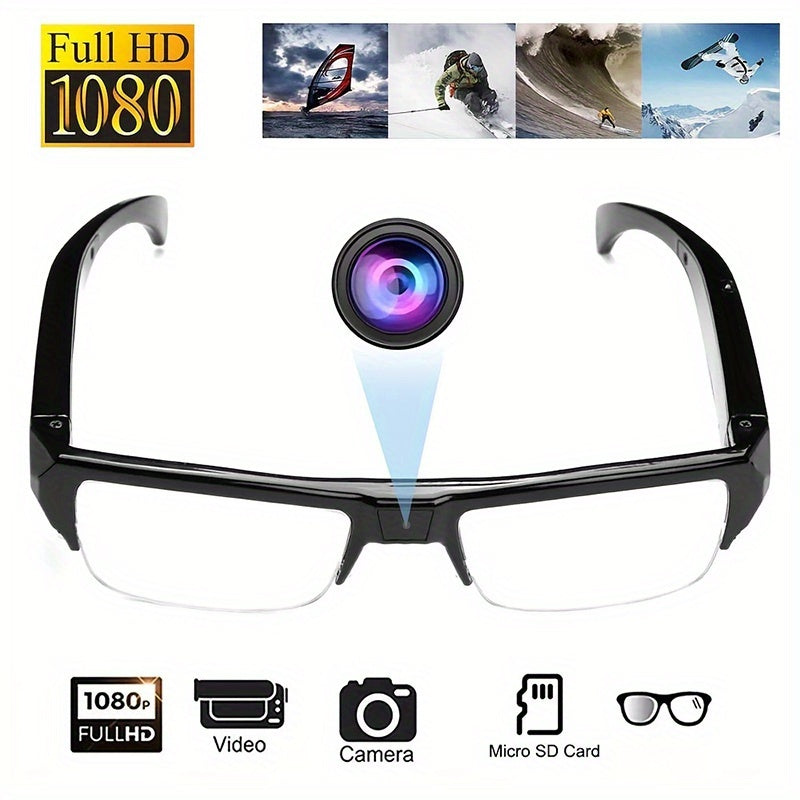 1080HD Video Smart Glasses with 64GB Body Camera Anti-Glare Lenses