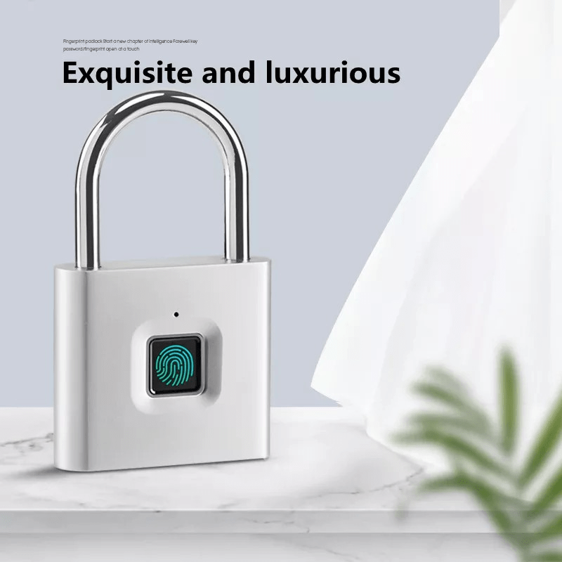 Mini Smart Fingerprint Padlock Keyless Biometric Lock with Fingerprint Unlock, USB-Rechargeable Battery, IP56 Waterproof, Antitheft Security, Zinc Alloy Body for Suitcase, Luggage, Backpack, Door, Compatible for Smart & Trave