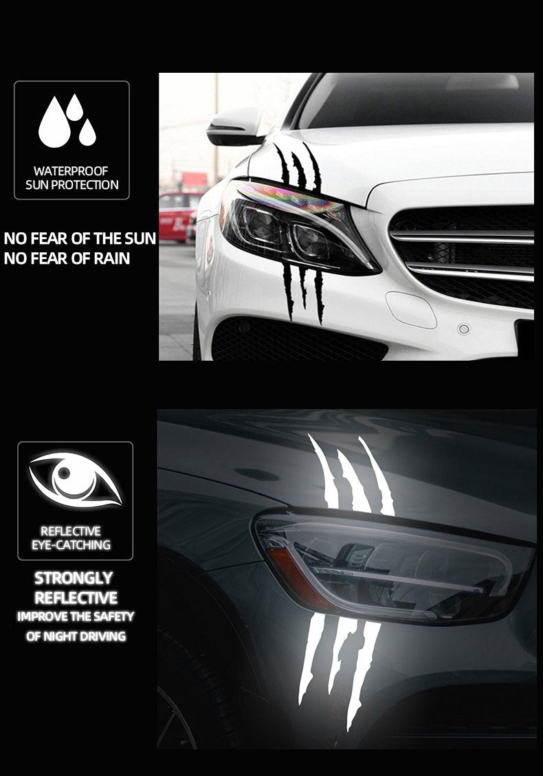 Motorcycle Car Sticker Universal Monster Claw Scratched Stripe Decal Marker Reflective Waterproof Moto Decoration Accessories