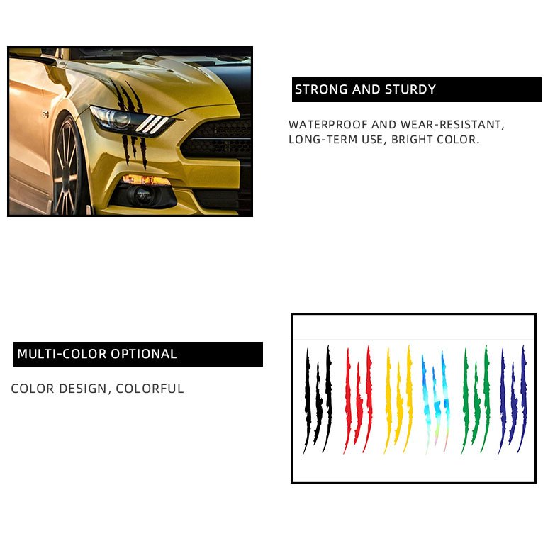 Motorcycle Car Sticker Universal Monster Claw Scratched Stripe Decal Marker Reflective Waterproof Moto Decoration Accessories