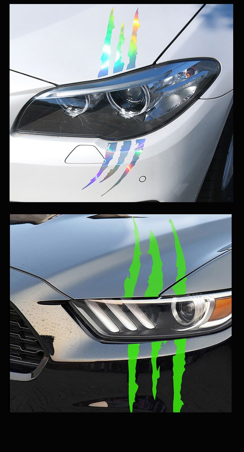 Motorcycle Car Sticker Universal Monster Claw Scratched Stripe Decal Marker Reflective Waterproof Moto Decoration Accessories