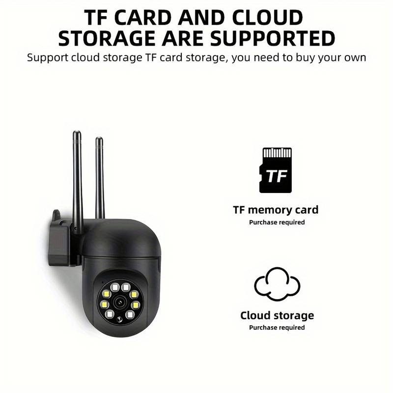 1pc Wireless Security Camera, 2MP 1080P PTZ IP Camera With 350-Degree Horizontal & 90-Degree Vertical Rotation, 2.4G WiFi, Automatic Tracking Alarm, Two-Way Voice, Color Night Vision With Floodlight AI Sports, Smart Home Surv