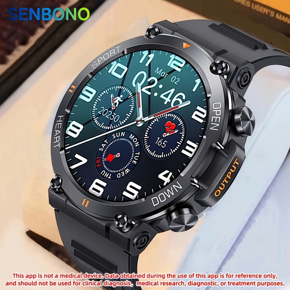 SENBONO Round Smart Watch With 3.53cm Screen Wireless Dial Answer Call Watch, Activity Fitness Watch 400mAh Outdoor Sports Smartwatch Men Women For IPhone/Android