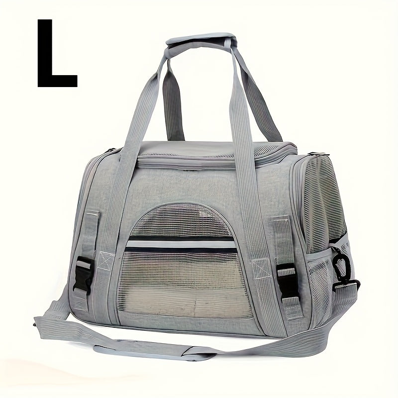 Portable Cat Carrier with Plush Mat - Large Capacity Breathable Travel Bag for Pet Outings, Zipper Closure, Ventilated Mesh & Soft Lining, Secure Straps for Car & Outdoor Use, Cat Travel Carrier, Secure Latching System