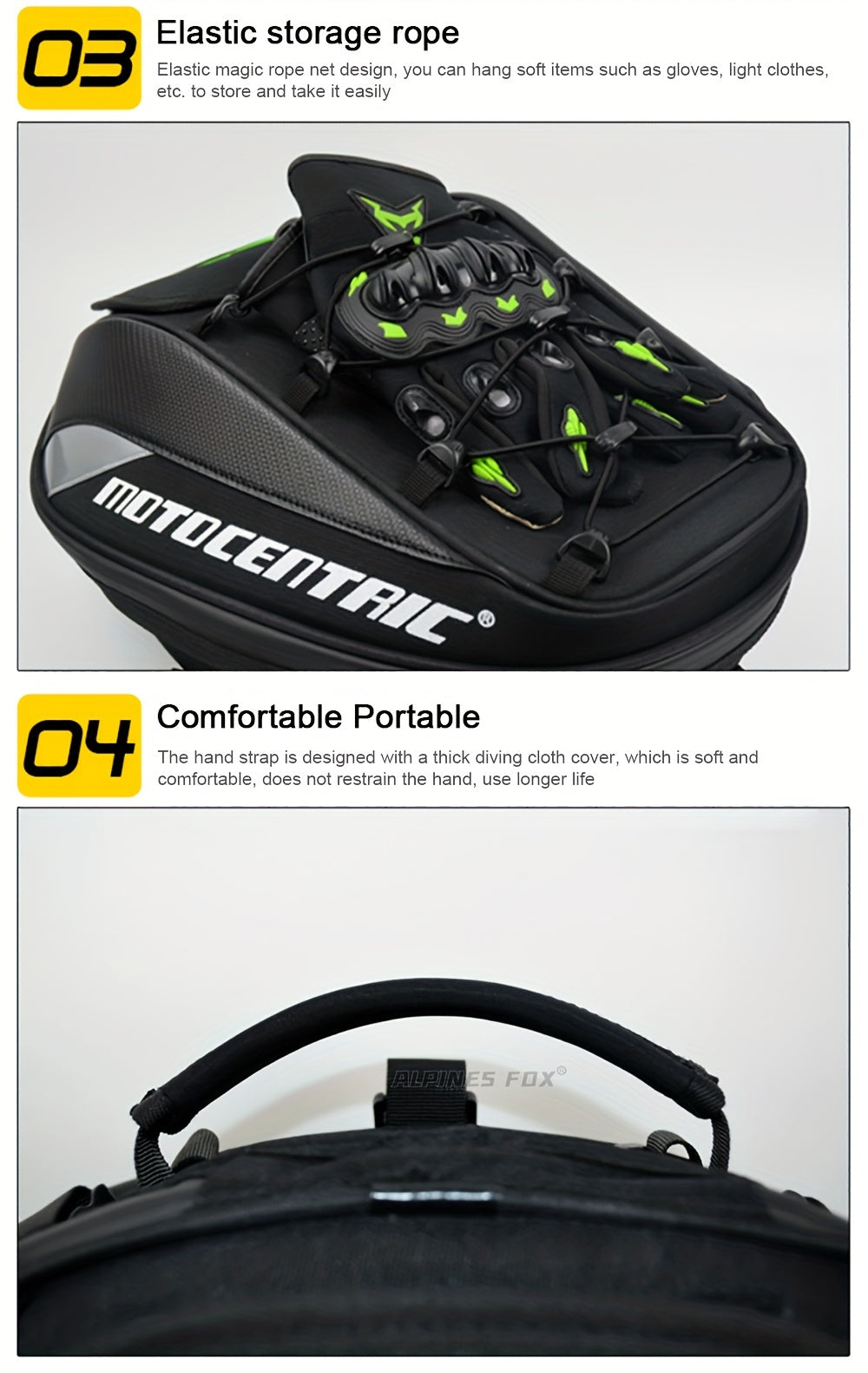 MOTOCENTRIC Waterproof Motorcycle Tail Bag Multi-functional Durable Rear Seat Bag 37L High Capacity Rider Helmet Backpack