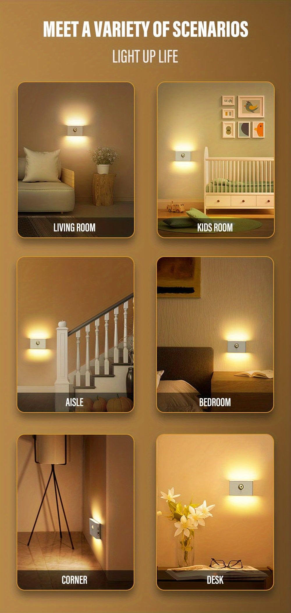 LED Smart Sensor Night Light Outdoor, Wireless USB Rechargeable Sensor Wall Light With Motion Sensor, Upper And Lower Glow To Protect Your Eyes Suitable For Outdoor Indoor, Gazebo, Patio, Bedroom, Hallway, Cabinet, Bathroom (