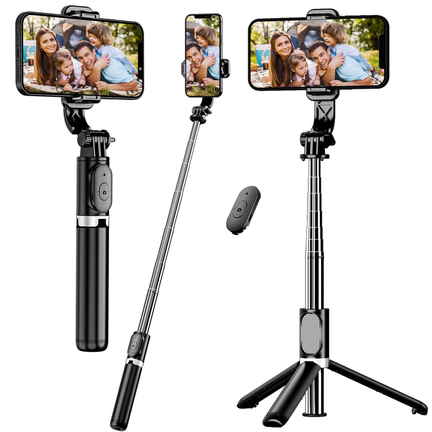 101.6cm Phone Selfie Stick Tripod, Extendable Selfie Stick All-in-One Smartphone Tripod Stand with Wireless Remote 360° Rotation