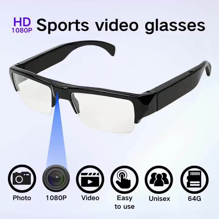 1080HD Video Smart Glasses with 64GB Body Camera Anti-Glare Lenses