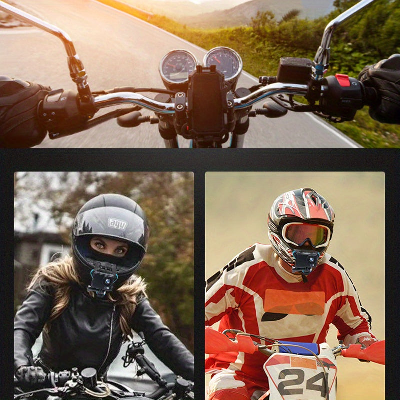 Secure Your GoPro Hero 11 10 9 8 7 and DJI Osmo Action Insta360 Action Camera with this Motorcycle Helmet Strap Mount Front Chin Stand Holder!