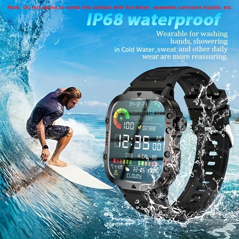 Purspo Outdoor Smartwatch (Answer/Make Calls), 4.98cm Smart Watch For IPhone And Android Phones, Waterproof Sport Watch With Lock-Screen/100+Sport Modes/Long Battery Life/Weather Forecast/Alarm Clock/ Good Gifts For Sportsmen