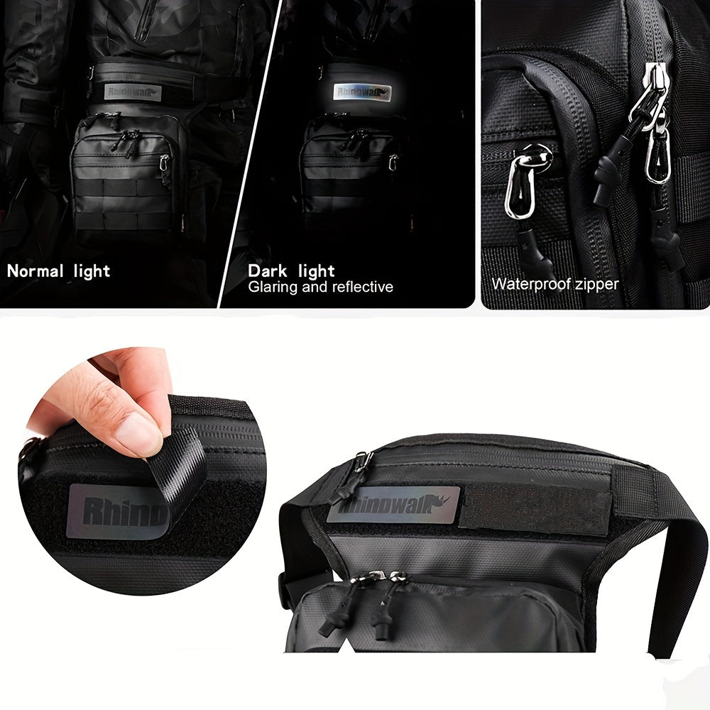 Black Motorcycle Drop Leg Bag Motor Waist Bag 3L Thigh Belt Hip Bum Motorbike Cycling Outdoor Riding Hiking Climbing Travel Cell/Mobile Phone Purse Fanny Pack Bag Multifunction Chest Bag Shoulder Bag