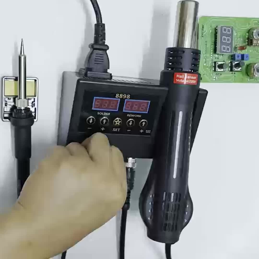 1 Set, 5.08 Cm 1 Hot Air Gun And Electric Soldering Iron Station, 8898 Portable Rework Station, Soldering Kit, Fathers Day Gifts, Gadgets For Men