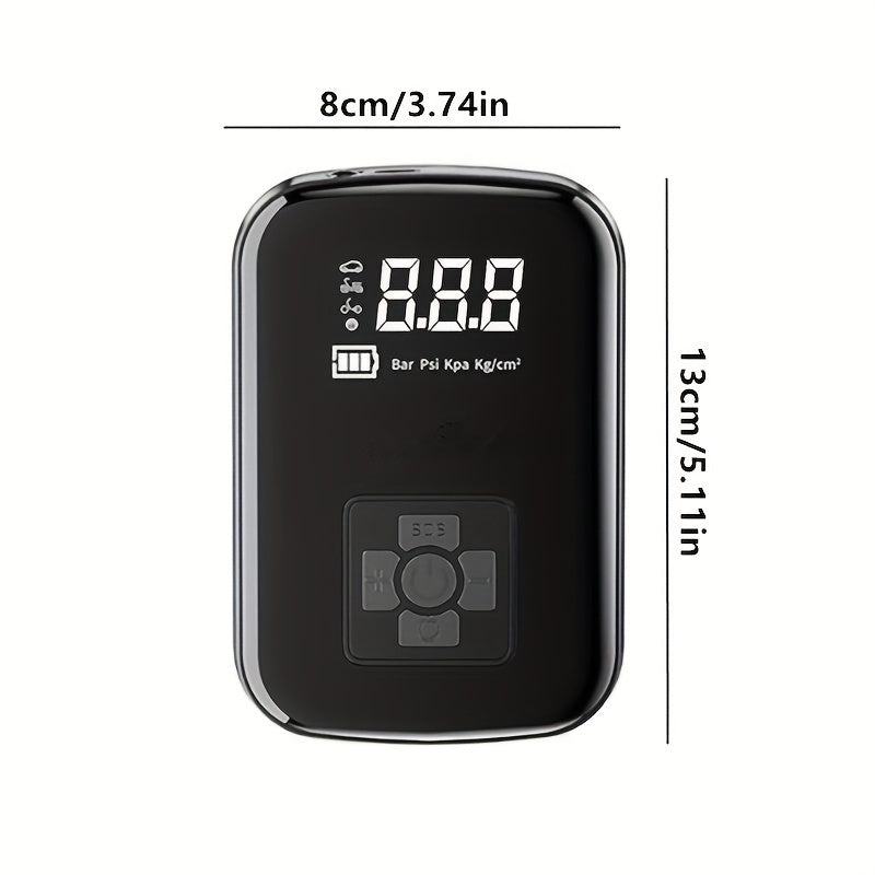 1pc Digital Display Portable Air Compressor Pump with LED Light, USB Charging, Rechargeable Lithium Battery, for Tire Inflation, Car/Bike/Motorcycle/Ball, Quieter & Longer Lasting, Intelligent Temperature Control