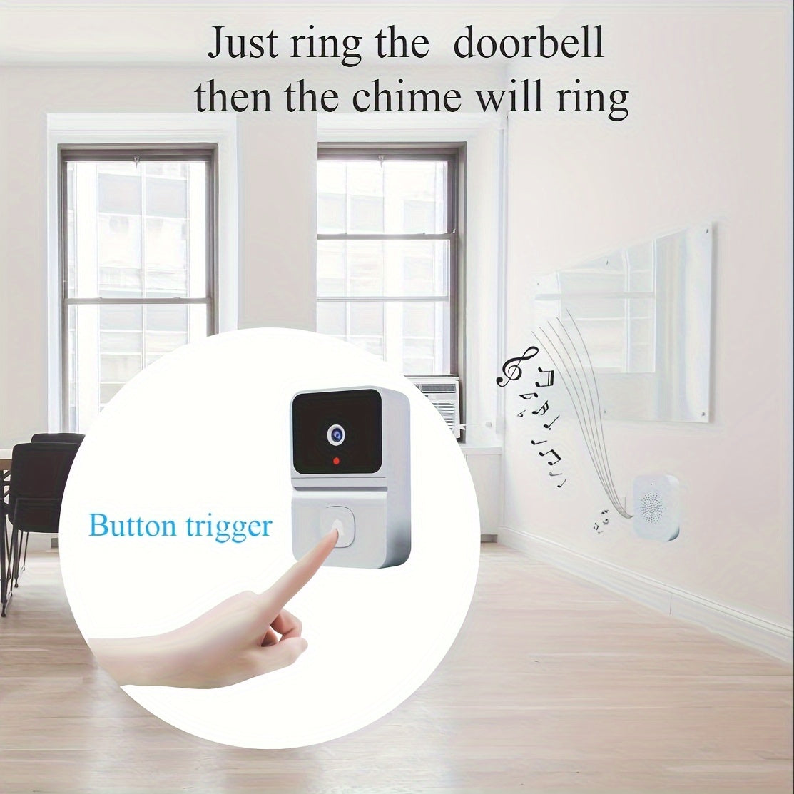 [Popular Choice] Smart WiFi Doorbell with Built-in Battery - Wireless Security Video Intercom, 2-Way Audio, Night Vision, USB Rechargeable, Low Power Consumption, Supports 2.4G Wifi