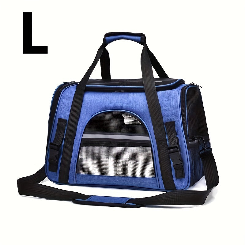 Portable Cat Carrier with Plush Mat - Large Capacity Breathable Travel Bag for Pet Outings, Zipper Closure, Ventilated Mesh & Soft Lining, Secure Straps for Car & Outdoor Use, Cat Travel Carrier, Secure Latching System