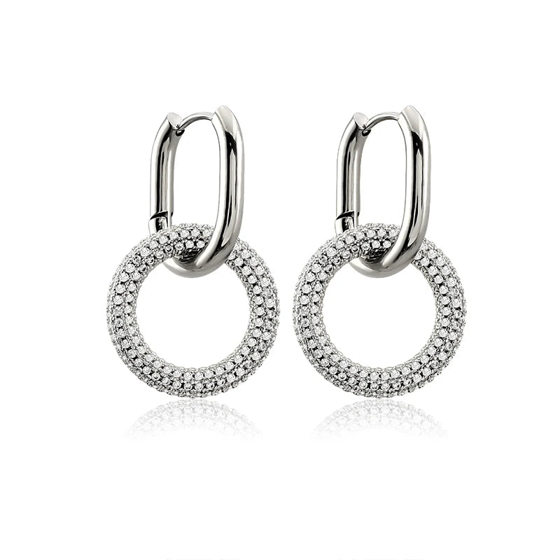 Stainless Steel Paperclip Links Bracelets Cubic Zirconia T Toggle Clasp Waterproof Wristband Hand Chains Punk Hip Hop Jewelry