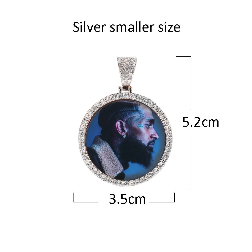Hip Hop Iced Out DIY Photo Frame CZ Pendant Custom Picture Pendant Necklace Personalized Women Men Rapper Jewelry