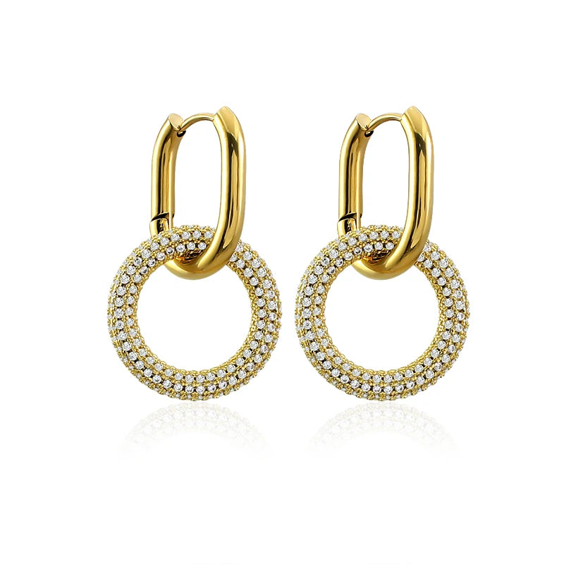 Stainless Steel Paperclip Links Bracelets Cubic Zirconia T Toggle Clasp Waterproof Wristband Hand Chains Punk Hip Hop Jewelry