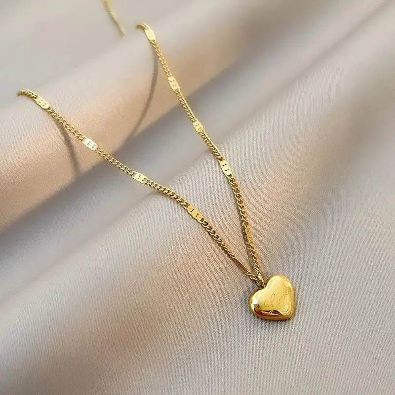 316L Stainless Steel Gold Color Love Heart Necklaces for Women Chokers 2023 Trend Fashion Festival Party Gift Jewelry