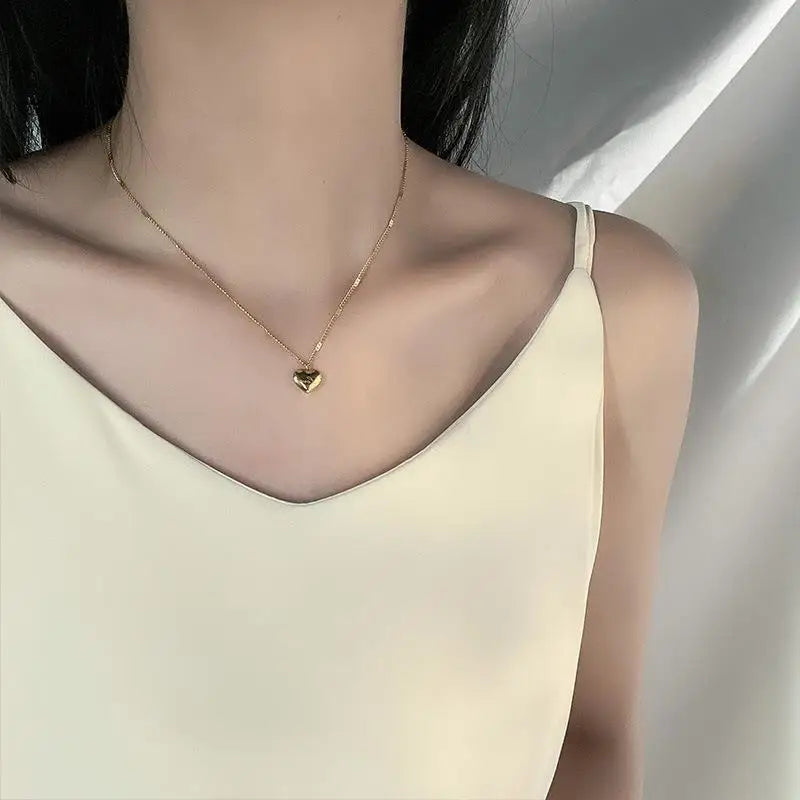 316L Stainless Steel Gold Color Love Heart Necklaces for Women Chokers 2023 Trend Fashion Festival Party Gift Jewelry