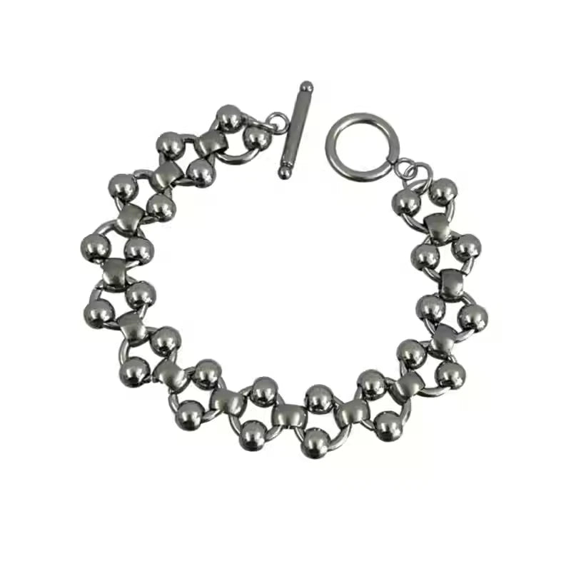 VAF 17/19/21CM Heavy Industry Punk Hollow Steel Bead Bracelet Width 13.5mm Stainless Steel Men's Non-fading Hip-hop Jewelry