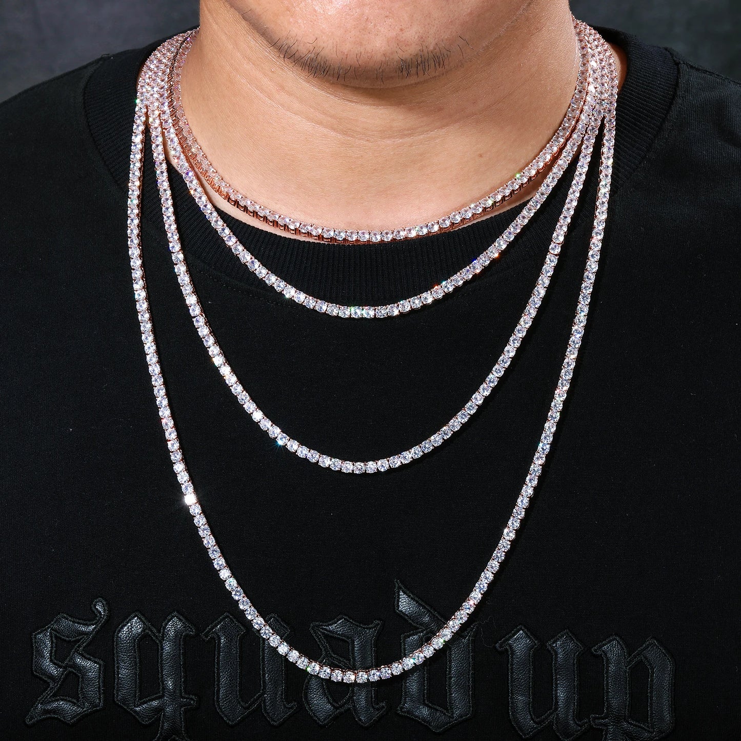 Wholesale Hip Hop Jewelry Fashion Iced Out 18K Gold Silver Plated Brass Zircon Diamond Tennis Chain CZ Necklace for Men Women