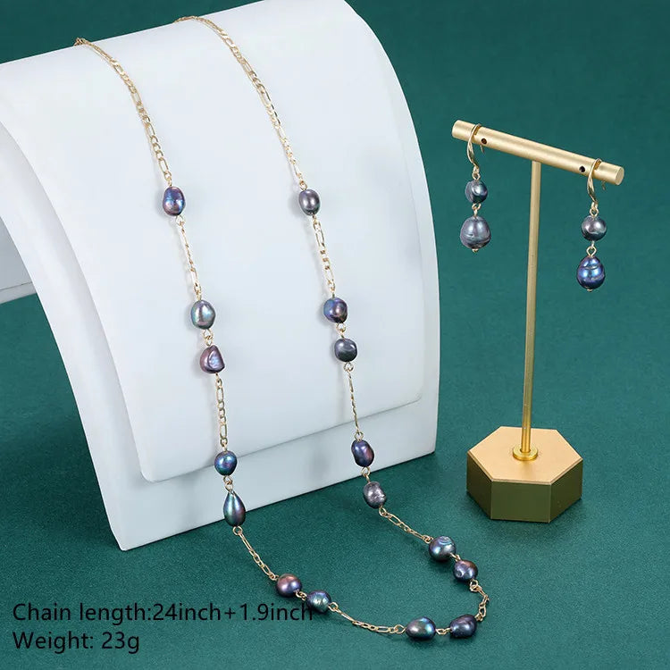 Hawaii Ladies Jewelry Freshwater Pearl 18K Gold Necklace Earrings Pendant Jewelry Wholesale