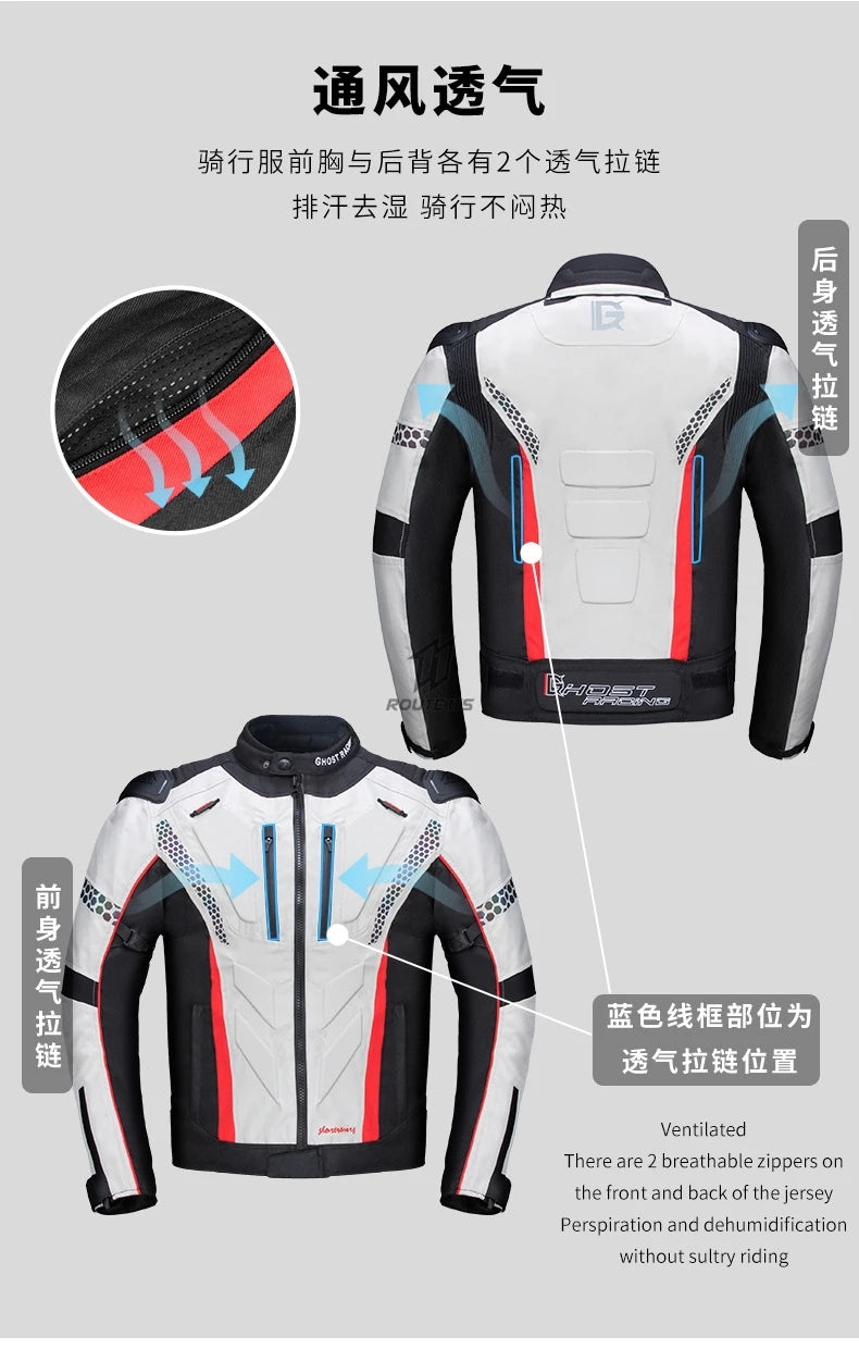 GHOST RACING Motorcycle Jacket Protective Gear Motorbike Riding moto jacket Waterproof windproof Moto Clothing Motorcycle Suits