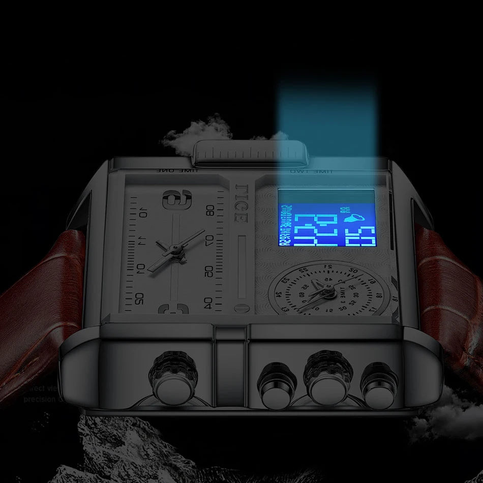 LIGE 2025 Top Brand Luxury Mens Watches Square Digital Sports Quartz Wrist Watch for Men Waterproof Stopwatch Relogio Masculino