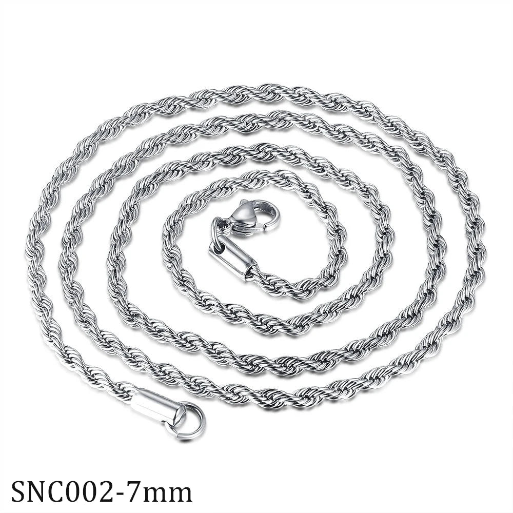 Wholesale  Twisted Rope Chain 2mm 3mm 5mm 6mm  8mm 10mm Gold Plated Stainless Steel Hip Hop Necklace Jewelry