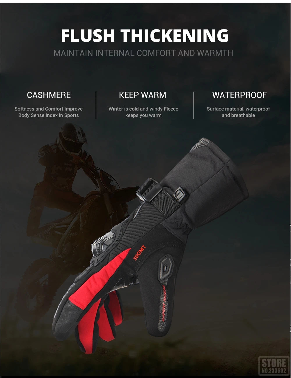 Motorcycle Gloves Windproof Waterproof Guantes Moto Men Motorbike Riding Gloves Touch Screen Moto Motocross Gloves Winter