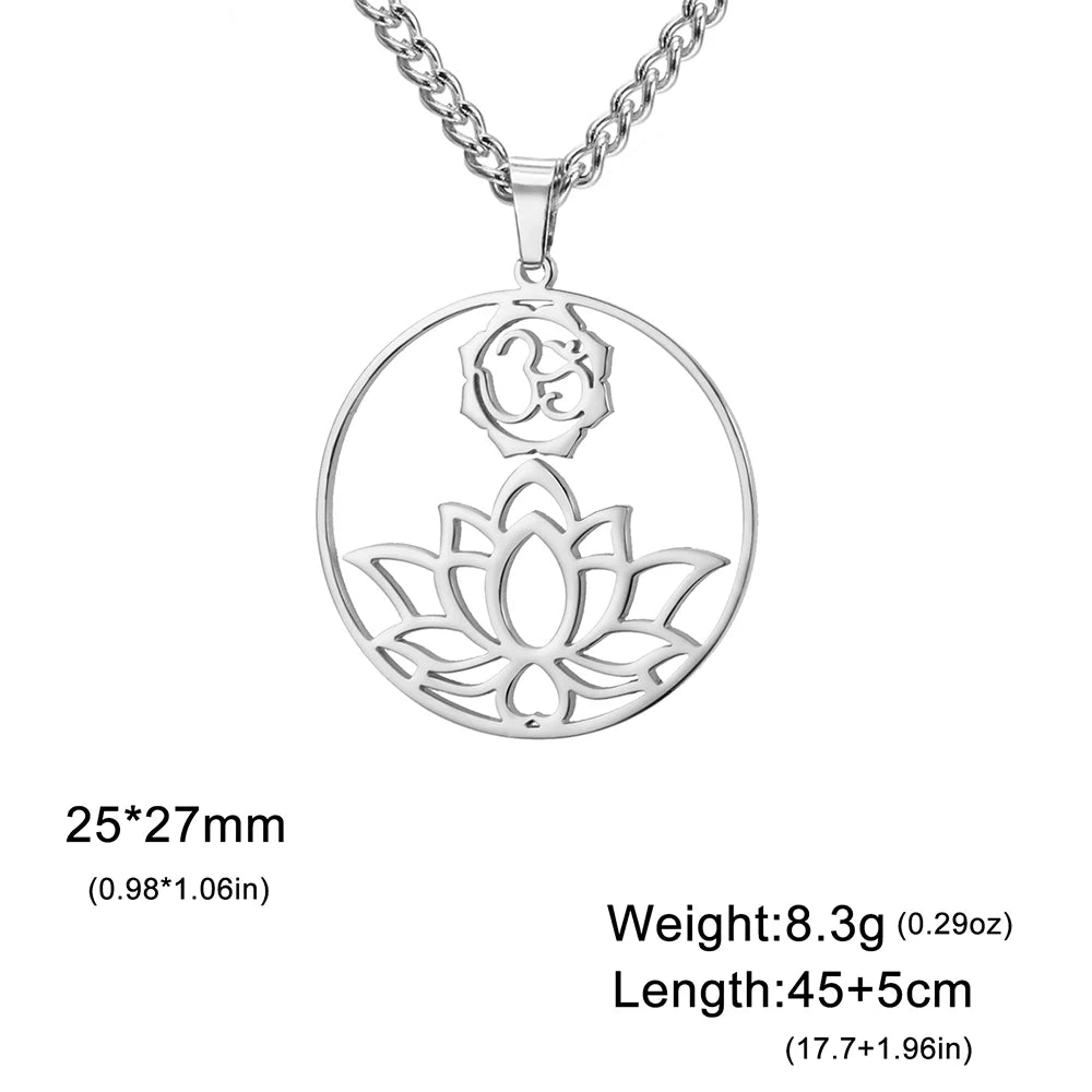 Myshape India Tamil Om Symbol with Trident Pendant Stainless Steel Necklace Om Shiva Symbol Yoga Vintage Talisman Jewelry