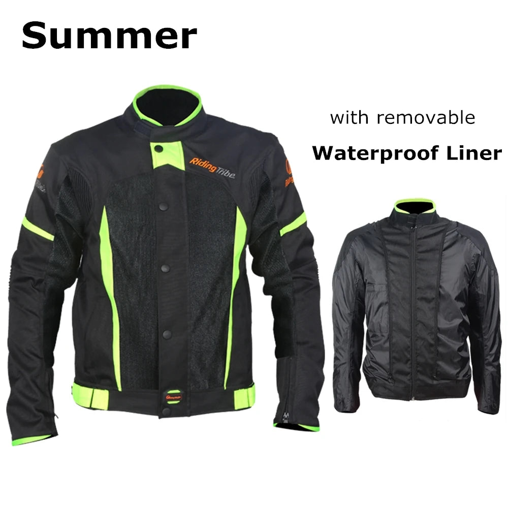 Motorcycle Jacket Men Woman Summer Winter Motorbike Riding Coat Reflective Breathable Waterproof Warm Protective Suit JK-21