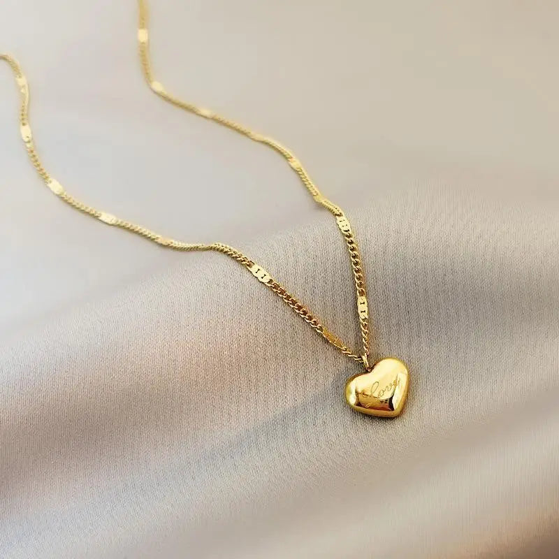 316L Stainless Steel Gold Color Love Heart Necklaces for Women Chokers 2023 Trend Fashion Festival Party Gift Jewelry