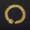 Luxury Iced Out Monaco Box Clasp Cuban Chain 18K Gold Plated Heavy Brass Bling Necklace Men's Statement Hip Hop Jewelry
