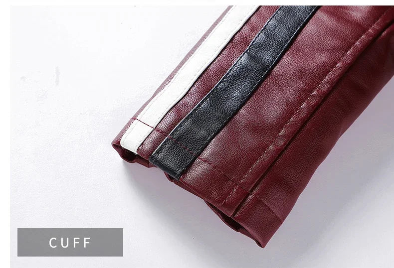 Motorcycle Commuting Racing Suit Men's Outdoor Cycling Coat 2025 Autumn European American Tough Guy Stand Collar Leather Jacket