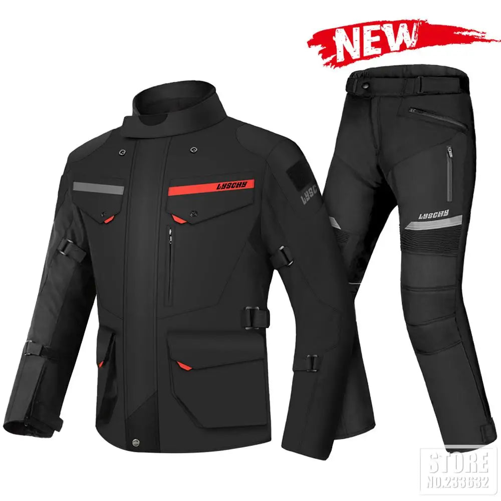 Motorcycle Jacket Pants Suit Men Cold-proof Waterproof Winter Motorbike Riding Moto Jacket Protective Gear Armor Clothing
