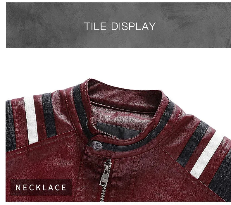 Motorcycle Commuting Racing Suit Men's Outdoor Cycling Coat 2025 Autumn European American Tough Guy Stand Collar Leather Jacket