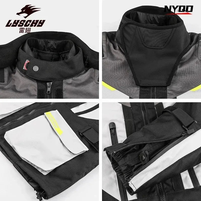 LYSCHY Motorcycle Riding Suit Rally Kit Large Size Drop-proof Waterproof Motorbike Travel Men Four Season Blouson Moto Homme