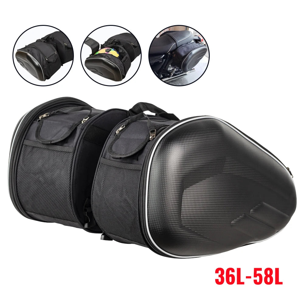 Motorcycle Saddlebags Waterproof Scooter Tail Luggage Suitcase Saddle Bag Motorbike Side Helmet Riding Travel Bags