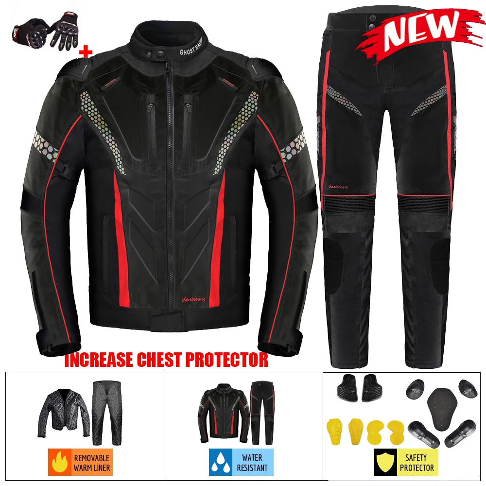 GHOST RACING Motorcycle Jacket Protective Gear Motorbike Riding moto jacket Waterproof windproof Moto Clothing Motorcycle Suits